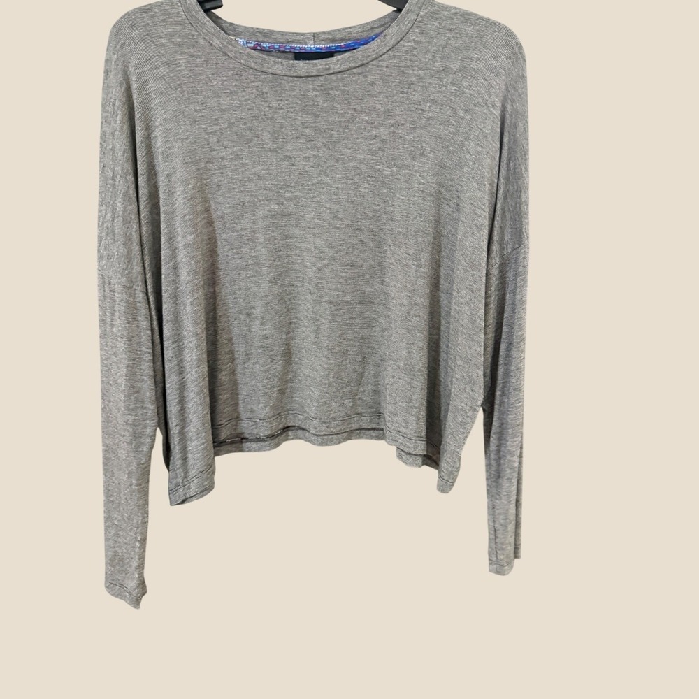 Dolan Soft Womens Heather Grey Cropped Long Sleeve T-Shirt Size M Minimalist